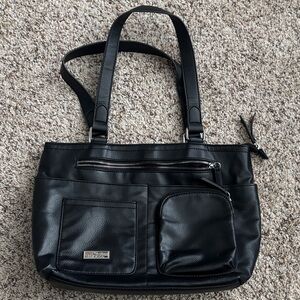 Minicci Black Leather Tote Bag